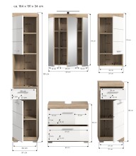 Badezimmer-Set >Lambada< in Eiche Dekor / Weiß - 164x191x34cm (BxHxT)
