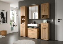 Badezimmerspiegelschrank >Scout< in Eiche Dekor / Spiegel - 60x79x18cm (BxHxT)