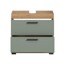 Waschbeckenunterschrank >Scout< in Eiche Dekor / Salbei - 60x56x34cm (BxHxT)