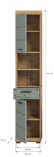 Hochschrank >Scout< in Artisan Eiche Nachbildung/Salbei - 37x191x31cm (BxHxT)