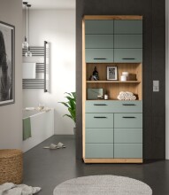 Hochschrank >Scout< in Artisan Eiche Nachbildung/Salbei - 74x191x31cm (BxHxT)