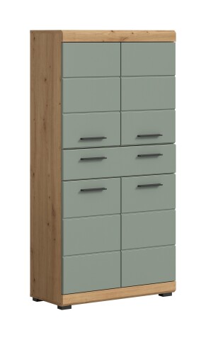 Midischrank >Scout< in Artisan Eiche Nachbildung/Salbei - 74x141x31cm (BxHxT)