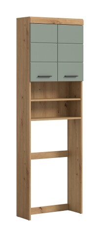 Waschmaschinenumbauschrank >Scout< in Eiche Dekor / Salbei - 63x191x24cm (BxHxT)