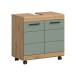 Waschbeckenunterschrank >Scout< in Eiche Dekor / Salbei - 60x60x34cm (BxHxT)
