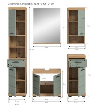 Badezimmer-Set >Scout< in Artisan Eiche Nachbildung/Salbei - 164x191x34 (BxHxT)