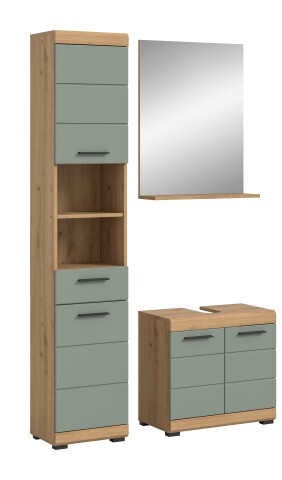 Badezimmer-Set >Scout< in Artisan Eiche Nachbildung/Salbei - 112x191x34 (BxHxT)