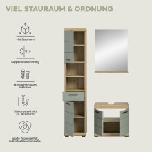 Badezimmer-Set >Scout< in Artisan Eiche Nachbildung/Salbei - 112x191x34 (BxHxT)