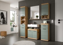 Badezimmer-Set >Scout< in Artisan Eiche Nachbildung/Salbei - 112x191x34 (BxHxT)