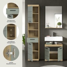 Badezimmer-Set >Scout< in Artisan Eiche Nachbildung/Salbei - 112x191x34 (BxHxT)