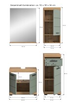Badezimmer-Set >Scout< in Artisan Eiche Nachbildung/Salbei - 112x191x34 (BxHxT)