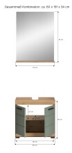 Badezimmer-Set >Scout< in Artisan Eiche Nachbildung/Salbei - 60x191x34cm (BxHxT)