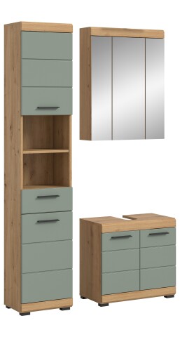 Badezimmer-Set >Scout< in Artisan Eiche Nachbildung/Salbei - 112x191x34 (BxHxT)