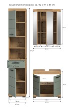 Badezimmer-Set >Scout< in Artisan Eiche Nachbildung/Salbei - 112x191x34 (BxHxT)