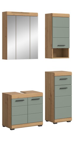 Badezimmer-Set >Scout< in Artisan Eiche Nachbildung/Salbei - 112x191x34 (BxHxT)