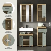 Badezimmer-Set >Scout< in Artisan Eiche Nachbildung/Salbei - 112x191x34 (BxHxT)