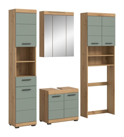Badezimmer-Set >Scout< in Artisan Eiche Nachbildung/Salbei - 190x191x34 (BxHxT)