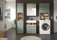 Badezimmer-Set >Scout< in Artisan Eiche Nachbildung/Salbei - 190x191x34 (BxHxT)