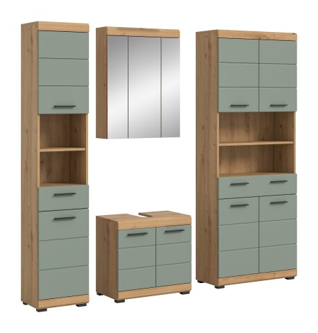 Badezimmer-Set >Scout< in Artisan Eiche Nachbildung/Salbei - 186x191x34 (BxHxT)