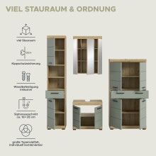 Badezimmer-Set >Scout< in Artisan Eiche Nachbildung/Salbei - 186x191x34 (BxHxT)