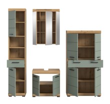 Badezimmer-Set >Scout< in Artisan Eiche Nachbildung/Salbei - 186x191x34 (BxHxT)