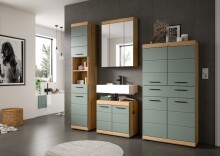 Badezimmer-Set >Scout< in Artisan Eiche Nachbildung/Salbei - 186x191x34 (BxHxT)