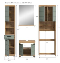Badezimmer-Set >Scout< in Artisan Eiche Nachbildung/Salbei - 190x191x34 (BxHxT)