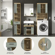 Badezimmer-Set >Scout< in Artisan Eiche Nachbildung/Salbei - 190x191x34 (BxHxT)