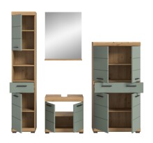 Badezimmer-Set >Scout< in Artisan Eiche Nachbildung/Salbei - 186x191x34 (BxHxT)