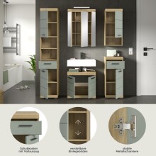 Badezimmer-Set >Scout< in Artisan Eiche Nachbildung/Salbei - 164x191x34 (BxHxT)