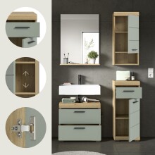 Badezimmer-Set >Scout< in Artisan Eiche Nachbildung/Salbei - 112x191x34 (BxHxT)