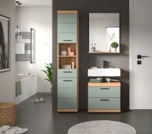 Badezimmer-Set >Scout< in Artisan Eiche Nachbildung/Salbei - 112x191x34 (BxHxT)