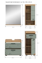 Badezimmer-Set >Scout< in Artisan Eiche Nachbildung/Salbei - 112x191x34 (BxHxT)