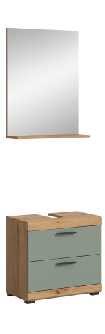 Badezimmer-Set >Scout< in Artisan Eiche Nachbildung/Salbei - 60x191x34cm (BxHxT)
