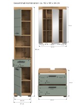 Badezimmer-Set >Scout< in Artisan Eiche Nachbildung/Salbei - 112x191x34 (BxHxT)