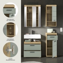 Badezimmer-Set >Scout< in Artisan Eiche Nachbildung/Salbei - 112x191x34 (BxHxT)