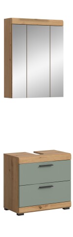 Badezimmer-Set >Scout< in Artisan Eiche Nachbildung/Salbei - 60x191x34cm (BxHxT)