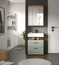 Badezimmer-Set >Scout< in Artisan Eiche Nachbildung/Salbei - 60x191x34cm (BxHxT)