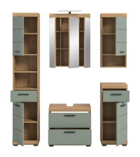 Badezimmer-Set >Scout< in Artisan Eiche Nachbildung/Salbei - 164x191x34 (BxHxT)
