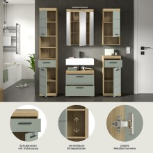Badezimmer-Set >Scout< in Artisan Eiche Nachbildung/Salbei - 164x191x34 (BxHxT)
