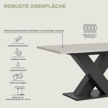 Kulissen-Esstisch >Motion< ausziehbar in Grau/Kaschmir - 150-190x76x90cm (BxHxT)