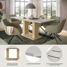 Kulissen-Esstisch >Motion< ausziehbar, Artisan Eiche Dekor/Kaschmir - 150-190x76x90cm (BxHxT)