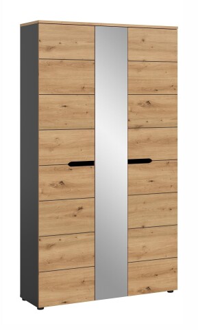 Garderobenschrank >Canu< in Basalt grau/Artisan Eiche Dekor - 105x190x37 (BxHxT)