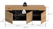 Schuhbank >Canu< in Basalt grau/Artisan Eiche Nachbildung - 120x43x37cm (BxHxT)