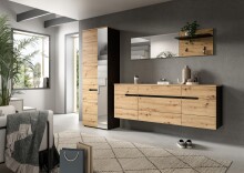 Garderobenschrank >Canu< in Basalt grau/Artisan Eiche Dekor - 176x60x37 (BxHxT)