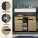 Waschbeckenunterschrank >Canu< in Basalt /Artisan Eiche Dekor - 80x55x34 (BxHxT)