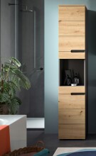 Hochschrank >Canu< in Basalt grau/Artisan Eiche Nachbildung - 38x193x34 (BxHxT)