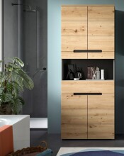 Hochschrank >Canu< in Basalt grau/Artisan Eiche Nachbildung - 76x193x34 (BxHxT)
