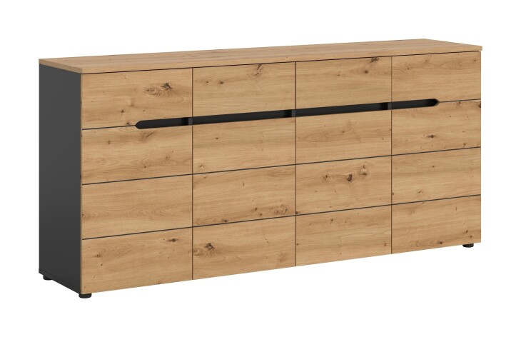 Kommode >Canu< in Basalt grau/Artisan Eiche Nachbildung - 173x81x41cm (BxHxT)