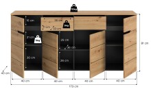 Kommode >Canu< in Basalt grau/Artisan Eiche Nachbildung - 173x81x41cm (BxHxT)