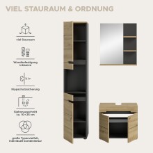 Badezimmer-Set >Canu< in Basalt grau/Artisan Eiche Dekor - 116x193x34cm (BxHxT)